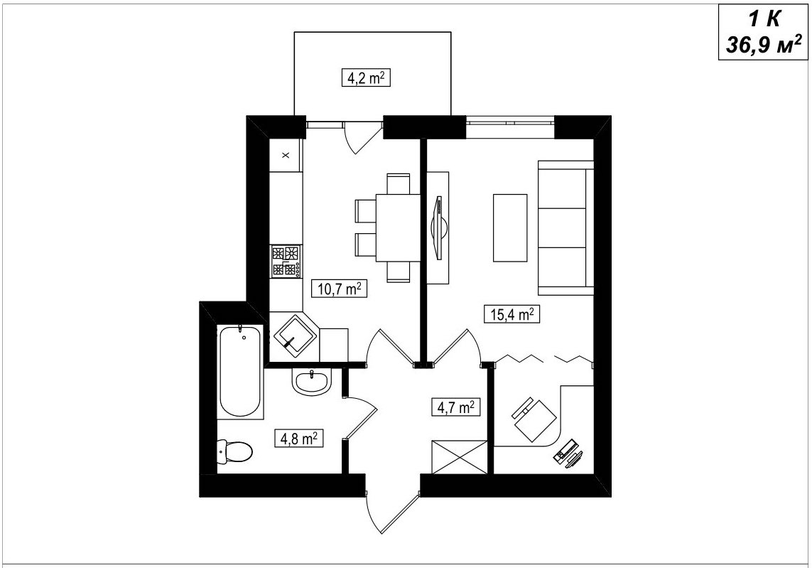 Готова квартира 36,9 м2 